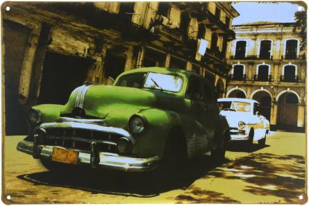 Cuba (Green Car) (ms-001431) Металлическая табличка - 20x30см