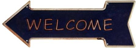 Ласкаво Просимо (Синій Фон) / Welcome (ms-002697) Металева табличка - 16x45см