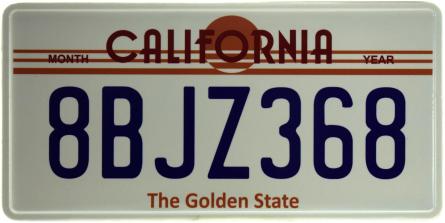 Каліфорнія / California 8BJZ368 (ms-103736) Металева табличка - 15x30см