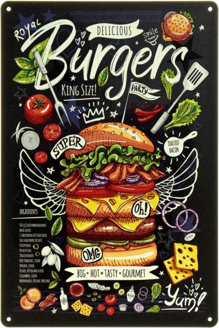 Королевские Бургеры (Королевский Вкус) / Royal Burgers (ms-104433) Металлическая табличка - 20x30см