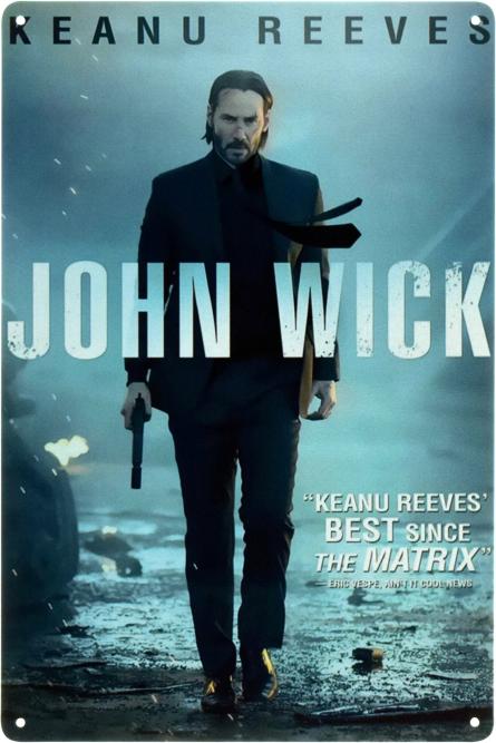 Джон Уик (Киану Ривз) / John Wick (Keanu Reeves) (ms-103426) Металлическая табличка - 20x30см
