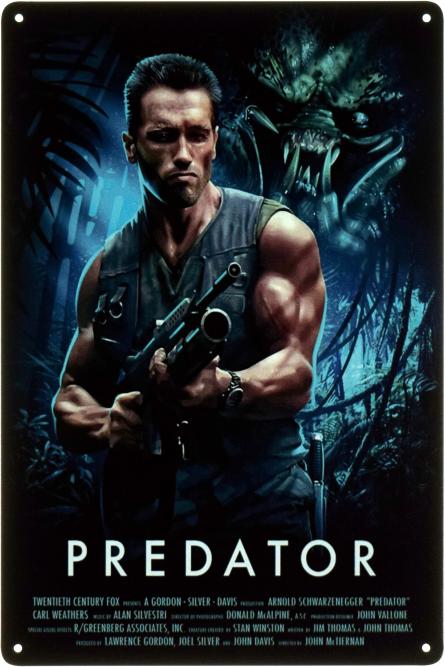 Хищник (Арнольд Шварценеггер) / Predator (Arnold Schwarzenegger) (ms-103458) Металлическая табличка - 20x30см
