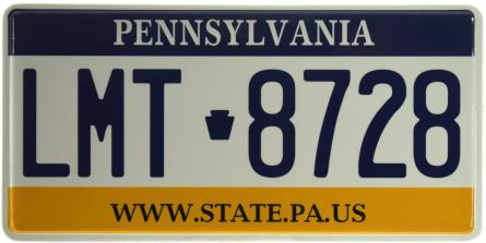 Пенсільванія / Pennsylvania LMT 8728 (ms-103741) Металева табличка - 15x30см