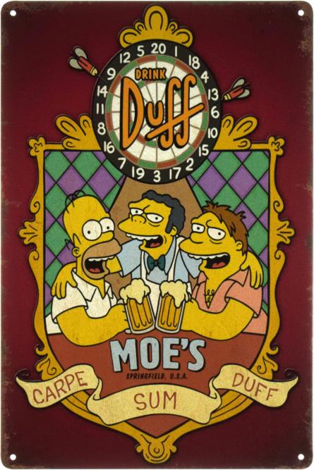 Симпсоны / The Simpsons (Moe's)  (ms-103477) Металлическая табличка - 20x30см
