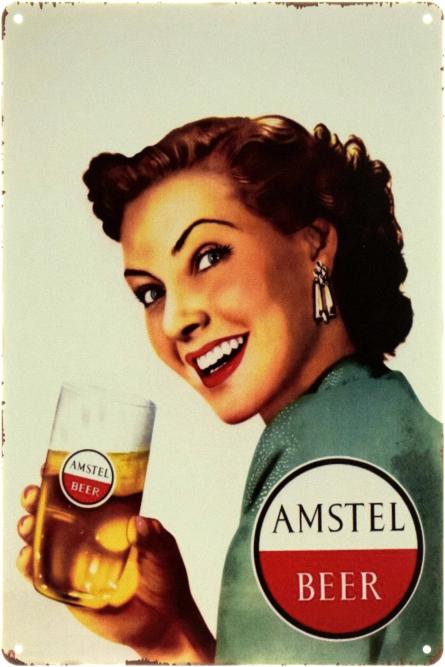 Amstel Beer (Вінтажний Шарм) (ms-104476) Металева табличка - 20x30см