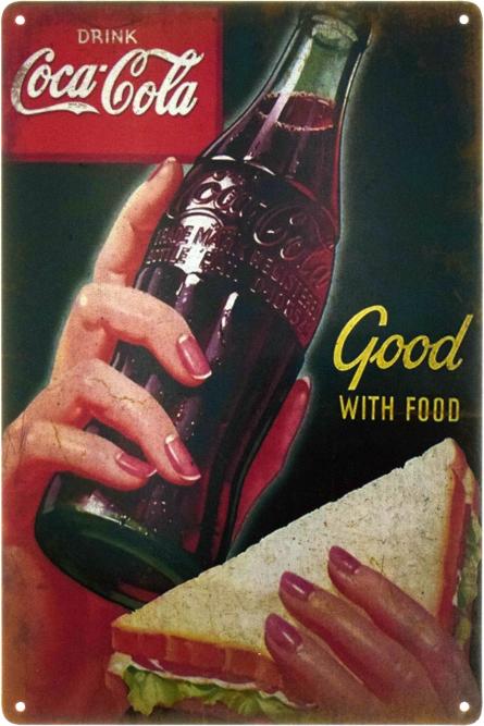 Кока-Кола (Хорошо С Едой) (ms-00502) Металлическая табличка - 20x30см