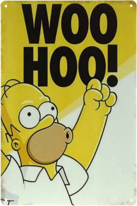 Гомер Симпсон (Woo Hoo!) (ms-003163) Металлическая табличка - 20x30см