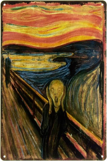 Эдвард Мунк (Крик) / Edvard Munch (The Scream) (ms-103669) Металлическая табличка - 20x30см