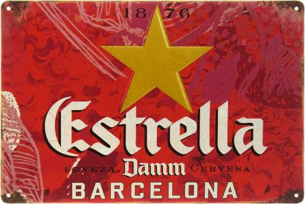 Пиво Estrella (Barcelona) (ms-103375) Металлическая табличка - 20x30см
