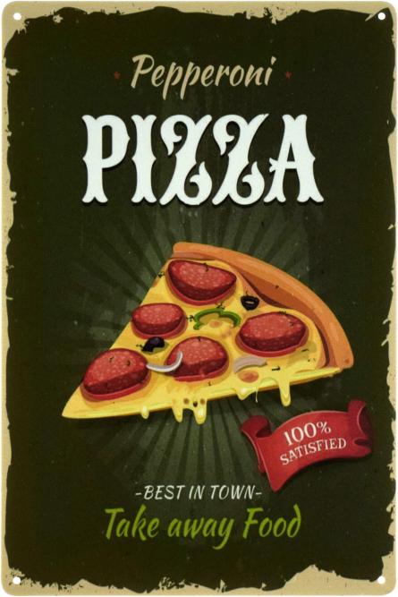 Пицца Пепперони / Pepperoni Pizza (ms-103509) Металлическая табличка - 20x30см