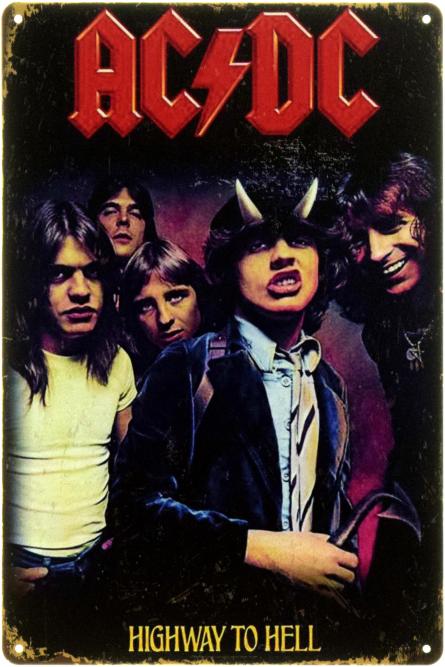 AC/DC (Highway To Hell) (ms-00465) Металлическая табличка - 20x30см