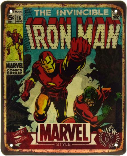 Непобедимый Железный Человек / The Invincible Iron Man (Marvel) (ms-103618) Металлическая табличка - 18x22см