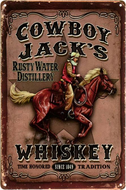 Виски / Whiskey (Cowboy Jack's) (ms-103489) Металлическая табличка - 20x30см