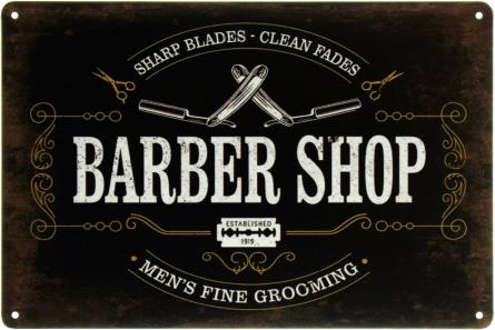 Барбершоп (Гострі Леза) / Barber Shop (Sharp Blades) (ms-103678) Металева табличка - 20x30см