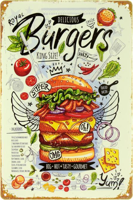 Королевские Бургеры (Королевский Размер) / Royal Burgers (King Size) (ms-104026) Металлическая табличка - 20x30см
