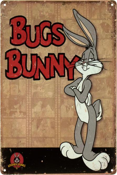 Багз Банни / Bugs Bunny (Looney Tunes) (ms-103487) Металлическая табличка - 20x30см
