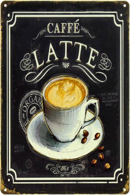 Латте / Caffe Latte (ms-104489) Металлическая табличка - 20x30см