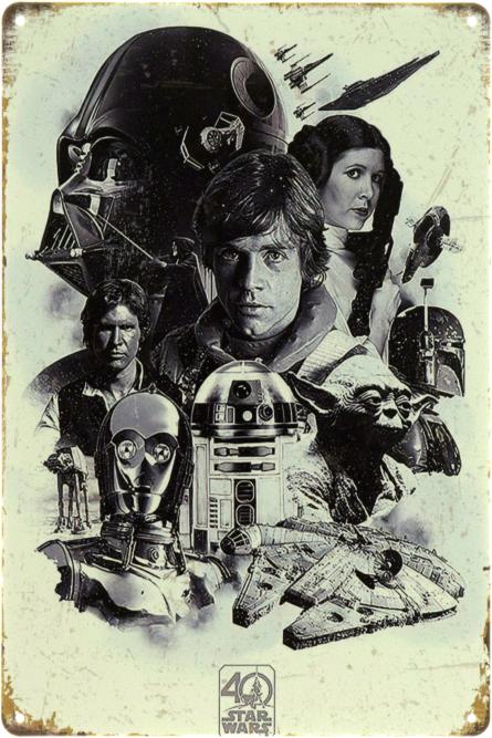 Зоряні Війни 40-річчя / Star Wars 40th Anniversary (ms-104448) Металева табличка - 20x30см