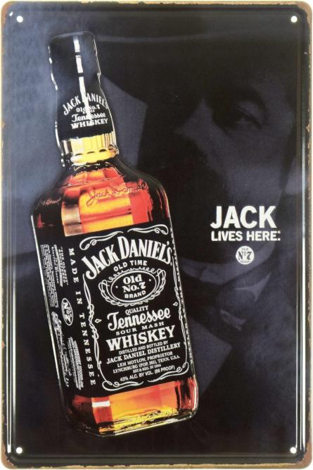 Jack Daniel’s (Jack Lives Here) (ms-104125) Металлическая табличка - 20x30см