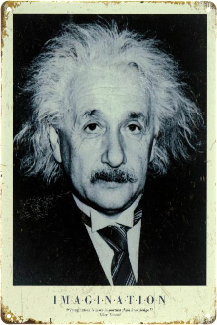 Альберт Эйнштейн (Воображение) / Albert Einstein (Imagination) (ms-104443) Металлическая табличка - 20x30см