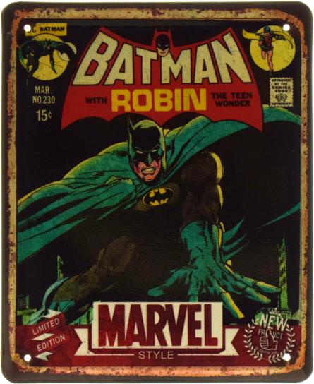 Бэтмен И Робин – Чудо Подросток / Batman With Robin The Teen Wonder (ms-103621) Металлическая табличка - 18x22см