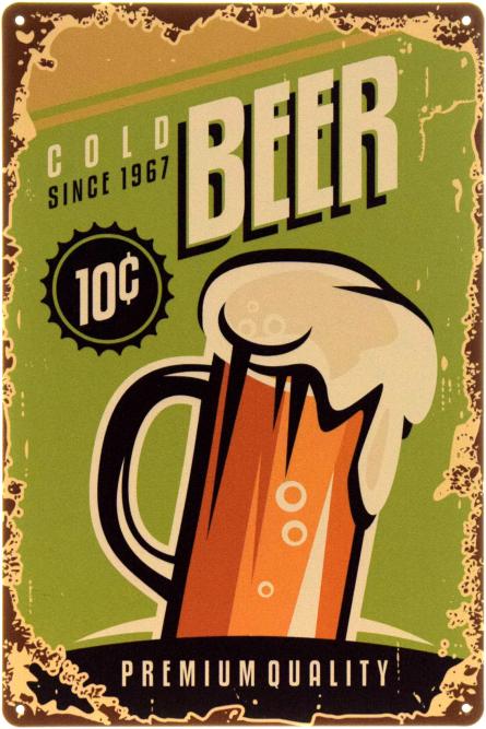 Холодний Нектар / Cold Beer - Premium Quality (ms-104460) Металева табличка - 20x30см