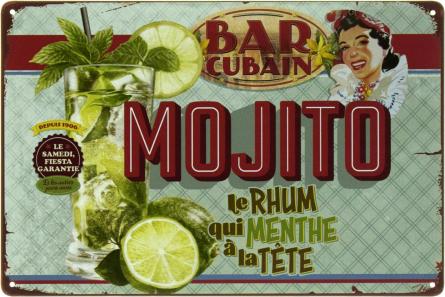 Кубинский Бар Мохито / Bar Cubain Mojito (ms-103470) Металлическая табличка - 20x30см