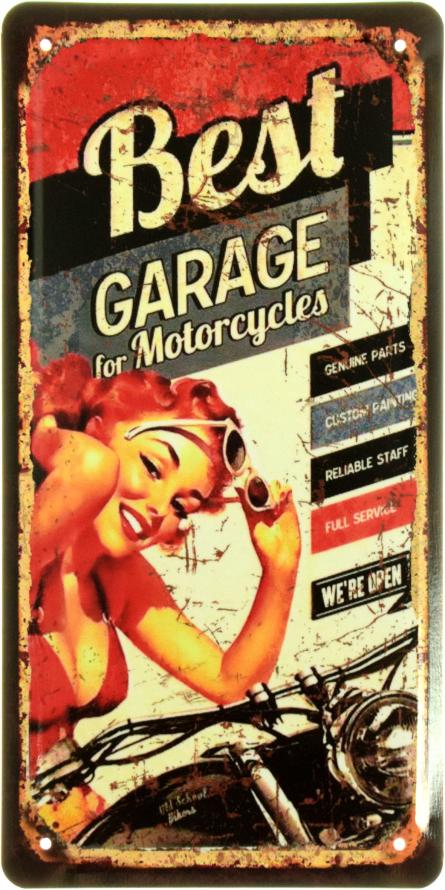 Лучший Гараж Для Мотоциклов / Best Garage For Motorcycles (Pin Up) (ms-103999) Металлическая табличка - 15x30см