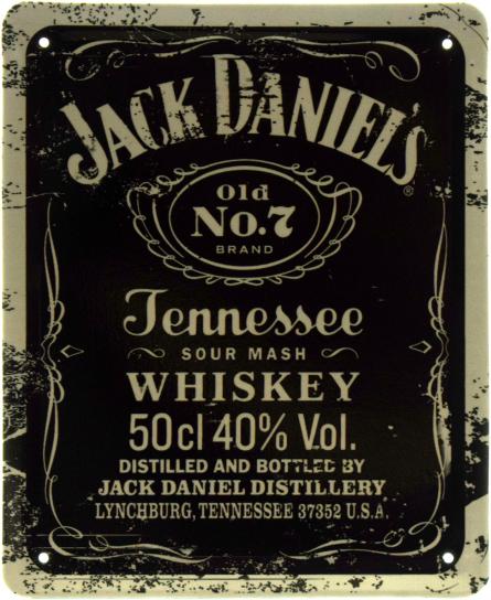 Jack Daniel’s Old №7 (Lynchburg, Tennessee 37352 U.S.A.) (ms-103576) Металева табличка - 18x22см