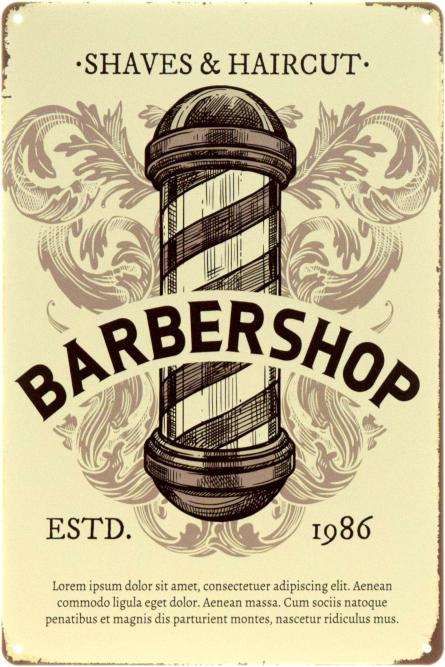 Barber Shop (1986) (ms-104531) Металлическая табличка - 20x30см