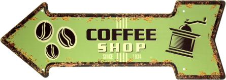 Кофейня / Coffee Shop (Since 1934) (ms-104177) Металлическая табличка - 16x45см