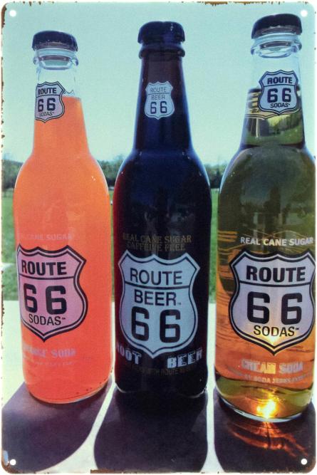 Маршрут 66 / Route 66 (Beer, Orange, Cream Soda) (ms-00808) Металева табличка - 20x30см