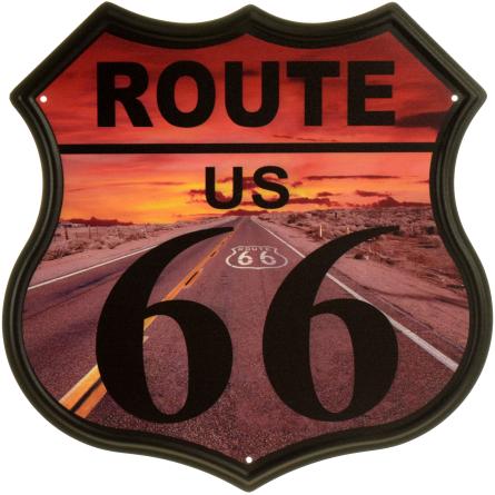 Route US 66 (Закат) (ms-104183) Металлическая табличка - 30x30см