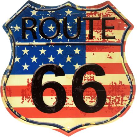 Route 66 (Flag Of The United States) (ms-104187) Металлическая табличка - 30x30см