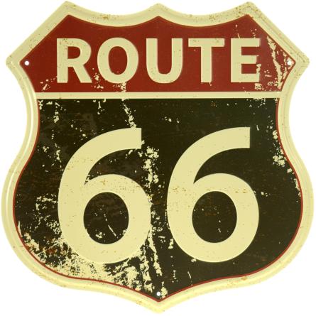 Route 66  (Потертости) (ms-104188) Металлическая табличка - 30x30см