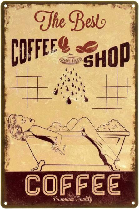 Кращий Кавовий Магазин / The Best Coffee Shop (ms-00384) Металева табличка - 20x30см
