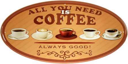 Все, Що Вам Потрібно, Це Кава (Завжди Хороша!) / All You Need Is Coffee (Always Good!) (ms-104193) Металева табличка - 23х46см