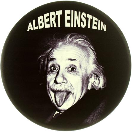 Альберт Ейнштейн (Чорний Фон) (ms-104133) Металева табличка - 30см (кругла)