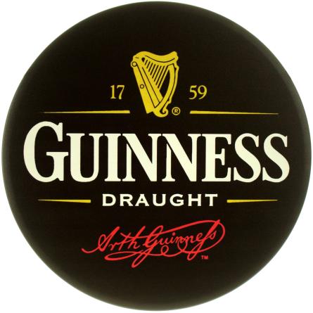 Guinness Draught (Черный Фон) (ms-104134) Металлическая табличка - 30см (круглая)