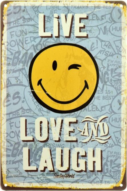 Живи, Кохай І Смійся / Live, Love And Laugh (ms-00666) Металева табличка - 20x30см