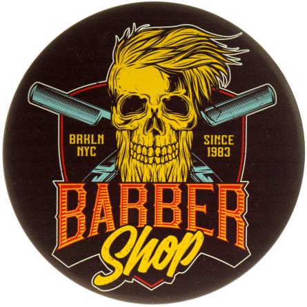Барбершоп / Barber Shop (BRKLN, NYC) (ms-104144) Металева табличка - 30см (кругла)