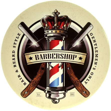 Барбершоп (Стиль Волос И Бороды) / Barber Shop (Hair & Beard Style) (ms-104145) Металлическая табличка - 30см (круглая)