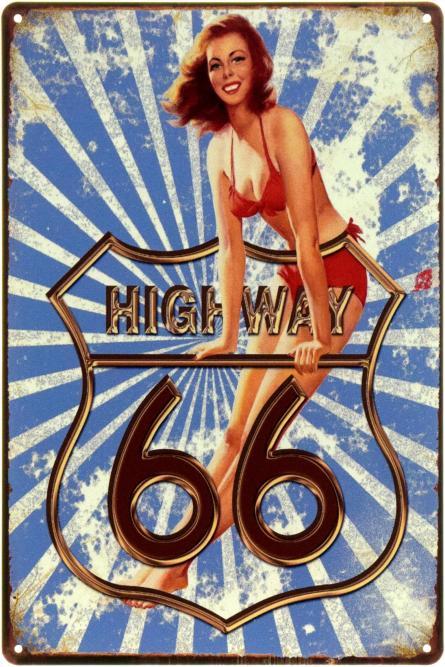 Route 66 (Highway) (ms-002222) Металлическая табличка - 20x30см