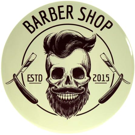 Барбершоп / Barber Shop (ESTD 2015) (ms-104146) Металлическая табличка - 30см (круглая)