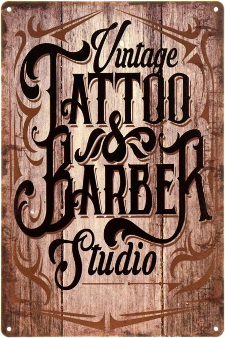 Барбершоп / Barber Shop: Vintage Tattoo & Barber Studio (ms-104494) Металлическая табличка - 20x30см