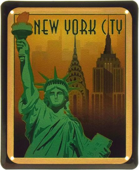 Нью-Йорк (Статуя Свободы) / New York City (ms-103581) Металлическая табличка - 18x22см