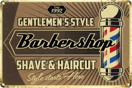 Barber Shop (ms-104597) Металлическая табличка - 20x30см