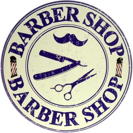 Барбершоп / Barber Shop - Barber Shop (ms-104158) Металева табличка - 30см (кругла)