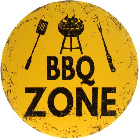 Зона Барбекю / BBQ Zone (ms-001372) Металлическая табличка - 30см (круглая)