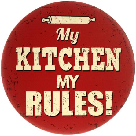 Моя Кухня Мои Правила / My Kitchen My Rules (ms-002017) Металлическая табличка - 30см (круглая)